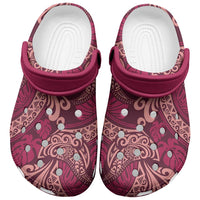Sweet Pink Monstera Clogs Shoes Polynesian Tribal Pattern - Polynesian Pride