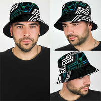 Taniko Aotearoa Mix Paua Shell Bucket Hat Niho Taniwha Turquoise Glitter - Polynesian Pride