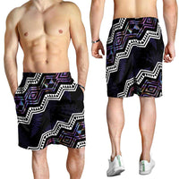 Taniko Aotearoa Mix Paua Shell Shorts for Men Niho Taniwha Lilac Glitter - Polynesian Pride
