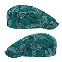 Teal Monstera Jeff Hat Polynesian Tribal Pattern - Polynesian Pride