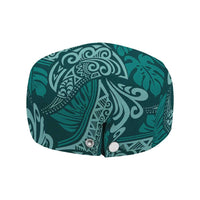 Teal Monstera Jeff Hat Polynesian Tribal Pattern - Polynesian Pride
