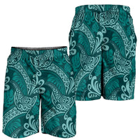 Teal Monstera Shorts for Men Polynesian Tribal Pattern - Polynesian Pride