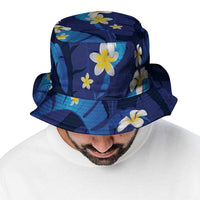 Teal Purple Banana Leaf Hawaii Bucket Hat Lau Maia Plumeria Tropical Summer Vibes