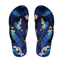 Teal Purple Banana Leaf Hawaii Flip Flops Lau Maia Plumeria Tropical Summer Vibes