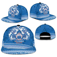 Toa Samoa Rugby Snapback Cap Uso aso uma Samoan Pattern Blue - Polynesian Pride