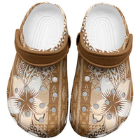 Tonga Kupesi Ngatu Clogs Shoes Vintage Brown Plumeria - Polynesian Pride