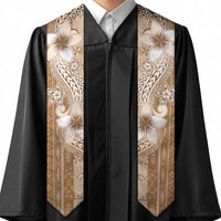 Tonga Kupesi Ngatu Graduation Stole Vintage Brown Plumeria LT05 - Polynesian Pride