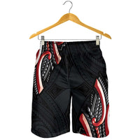 Traditional Art Hawaiian Kakau Tattoos Shorts for Men Red Color LT03 - Polynesian Pride
