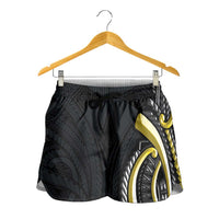 Traditional Art Hawaiian Kakau Tattoos Shorts for Women Yellow Color LT03