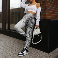 Traditional Polynesian Art Tattoos Jogger Pants White Color - Polynesian Pride