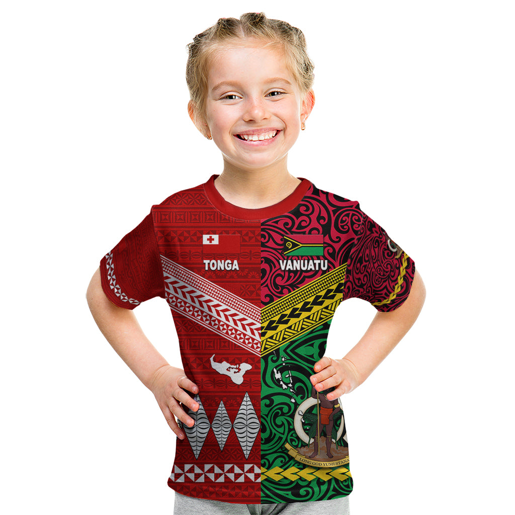 Custom Vanuatu Tonga T Shirt Polynesian Together Bright Red, Custom Text and Number LT8