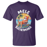 Mele Kalikimaka Tropical Hawaiian Christmas in Hawaii Sunbath Santa T Shirt TS02 Purple - Polynesian Pride