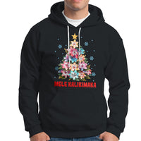 Tropical Hawaiian Plumeria Christmas Tree Mele Kalikimaka Hoodie TS02 Black - Polynesian Pride