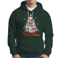 Tropical Hawaiian Plumeria Christmas Tree Mele Kalikimaka Hoodie TS02 Dark Forest Green - Polynesian Pride