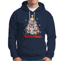 Tropical Hawaiian Plumeria Christmas Tree Mele Kalikimaka Hoodie TS02 Navy - Polynesian Pride