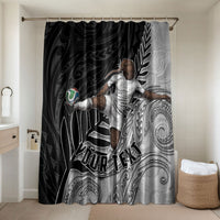 Personalized New Zealand Football Bathroom Set Kiwi Mascot with Silver Fern - Maori Tribal Tattoo Art