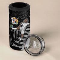 Personalized New Zealand Football 4 in 1 Can Cooler Tumbler Kiwi Mascot with Silver Fern - Maori Tribal Tattoo Art