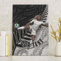 Personalized New Zealand Football Canvas Wall Art Kiwi Mascot with Silver Fern - Maori Tribal Tattoo Art