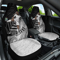 Personalized New Zealand Football Car Seat Cover Kiwi Mascot with Silver Fern - Maori Tribal Tattoo Art