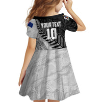 Personalized New Zealand Football Family Matching Long Sleeve Bodycon Dress and Hawaiian Shirt Kiwi Mascot with Silver Fern - Maori Tribal Tattoo Art