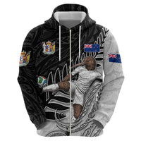 Personalized New Zealand Football Hoodie Kiwi Mascot with Silver Fern - Maori Tribal Tattoo Art