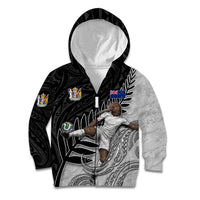 Personalized New Zealand Football Kid Hoodie Kiwi Mascot with Silver Fern - Maori Tribal Tattoo Art