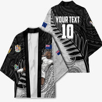 Personalized New Zealand Football Kimono Kiwi Mascot with Silver Fern - Maori Tribal Tattoo Art