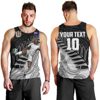 Personalized New Zealand Football Men Tank Top Kiwi Mascot with Silver Fern - Maori Tribal Tattoo Art