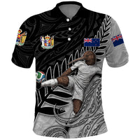Personalized New Zealand Football Polo Shirt Kiwi Mascot with Silver Fern - Maori Tribal Tattoo Art