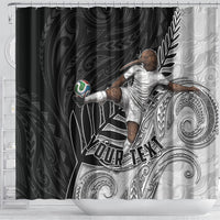 Personalized New Zealand Football Shower Curtain Kiwi Mascot with Silver Fern - Maori Tribal Tattoo Art
