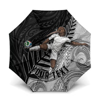 Personalized New Zealand Football Umbrella Kiwi Mascot with Silver Fern - Maori Tribal Tattoo Art