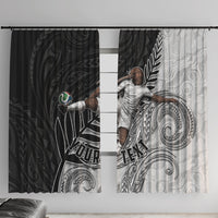 Personalized New Zealand Football Window Curtain Kiwi Mascot with Silver Fern - Maori Tribal Tattoo Art