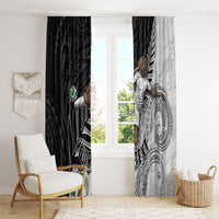 Personalized New Zealand Football Window Curtain Kiwi Mascot with Silver Fern - Maori Tribal Tattoo Art