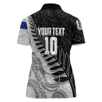 Personalized New Zealand Football Women Polo Shirt Kiwi Mascot with Silver Fern - Maori Tribal Tattoo Art