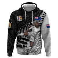 Personalized New Zealand Football Zip Hoodie Kiwi Mascot with Silver Fern - Maori Tribal Tattoo Art