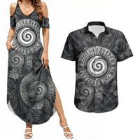 Hawaiian Piko Couples Matching Summer Maxi Dress and Hawaiian Shirt Cultural Anchor Connect Your Roots Ocean Waves