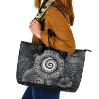 Hawaiian Piko Leather Tote Bag Cultural Anchor Connect Your Roots Ocean Waves
