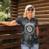 Hawaiian Piko Women Polo Shirt Cultural Anchor Connect Your Roots Ocean Waves