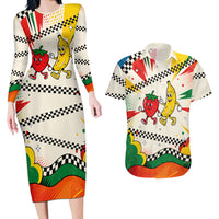 Support Your Fruity Friends Love Wins Gay Pride Couples Matching Long Sleeve Bodycon Dress and Hawaiian Shirt LGBTQ Retro 30s Cartoon Checkered