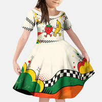 Support Your Fruity Friends Love Wins Gay Pride Family Matching Off The Shoulder Long Sleeve Dress and Hawaiian Shirt LGBTQ Retro 30s Cartoon Checkered