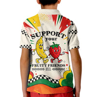 Support Your Fruity Friends Love Wins Gay Pride Kid Polo Shirt LGBTQ Retro 30s Cartoon Checkered