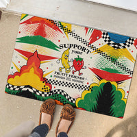 Support Your Fruity Friends Love Wins Gay Pride Rubber Doormat LGBTQ Retro 30s Cartoon Checkered