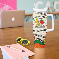 Support Your Fruity Friends Love Wins Gay Pride Tumbler With Handle LGBTQ Retro 30s Cartoon Checkered