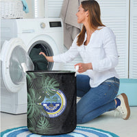 Federated States Of Micronesia Laundry Basket FSM Tropical Monstera Leaf Dark Tribal Pattern