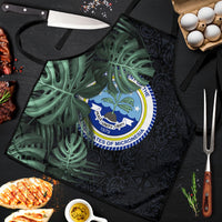 Federated States Of Micronesia Apron FSM Tropical Monstera Leaf Dark Tribal Pattern