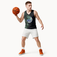 Federated States Of Micronesia Basketball Jersey FSM Tropical Monstera Leaf Dark Tribal Pattern