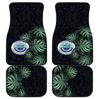 Federated States Of Micronesia Car Mats FSM Tropical Monstera Leaf Dark Tribal Pattern