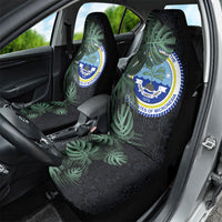 Federated States Of Micronesia Car Seat Cover FSM Tropical Monstera Leaf Dark Tribal Pattern