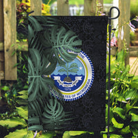 Federated States Of Micronesia Garden Flag FSM Tropical Monstera Leaf Dark Tribal Pattern
