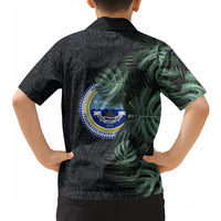 Federated States Of Micronesia Hawaiian Shirt FSM Tropical Monstera Leaf Dark Tribal Pattern